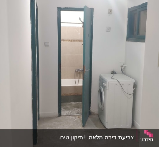 חדר עם דלתות צבועות בצבע ירוק כהה
